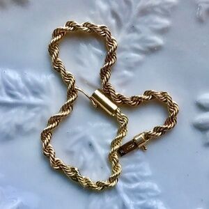 14k Gold Rope Bracelet 7” /3mm/ Barrel with Safety Clasp